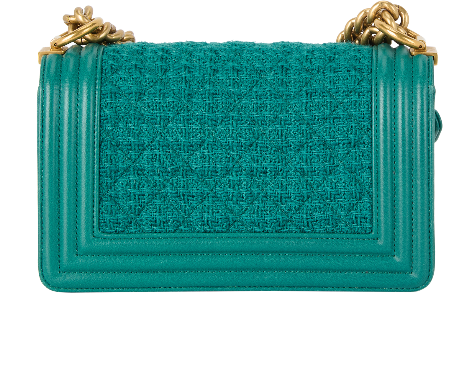 Tweed Small Boy Flap, &pound;1,700, Handbags, Green, Fabric/Leather, Back view